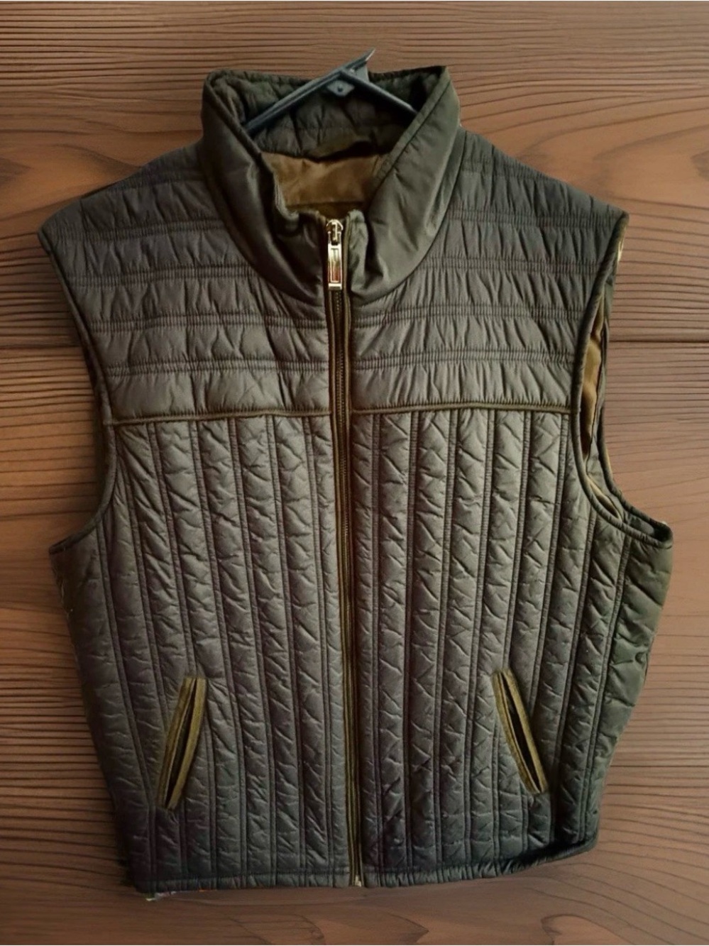 Johnston & Murphy Men’s L Blue Quilted Full Zip Lined Vest Stand-Up Collar